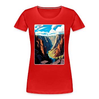 Black Canyon National Park Colorado Travel Poster - Women's Premium Organic T-Shirt - red - Front - Mia (176cm)