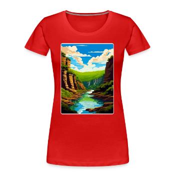 New River Gorge National Park Travel Poster WPA - Women's Premium Organic T-Shirt - red - Front - Mia (176cm)