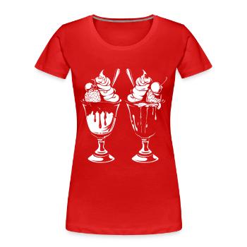 Graphique de coupe glacée - T-shirt bio Premium Femme - rouge - Devant - Mia (176cm)