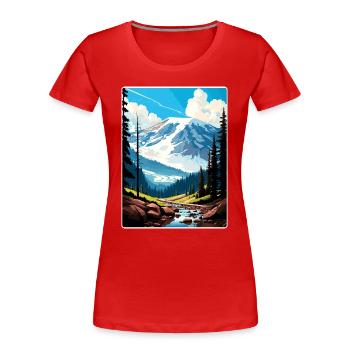 Mount Rainier Nationalpark Reiseposter Souvenir - Frauen Premium Bio T-Shirt - Rot - Vorne - Mia (176cm)