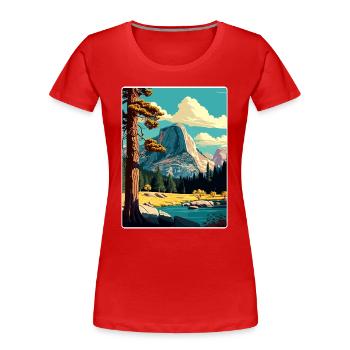 Yosemite Tuolumne Meadows Affiche de voyage souvenir - T-shirt bio Premium Femme - rouge - Devant - Mia (176cm)