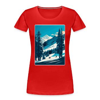 Megève Ski Les Arcs Skifahren Reiseposter Souvenir - Frauen Premium Bio T-Shirt - Rot - Vorne - Mia (176cm)