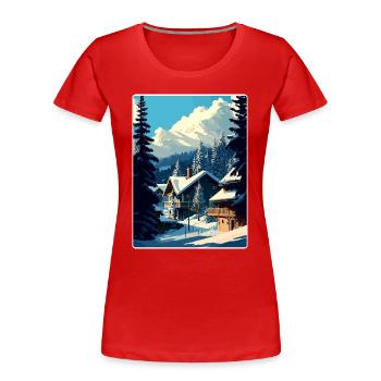 Megève Ski Les Arcs Skifahren Reiseposter Souvenir - Frauen Premium Bio T-Shirt - Rot - Vorne - Mia (176cm)