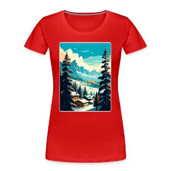 Megève Ski Les Arcs Skifahren Reiseposter Souvenir - Frauen Premium Bio T-Shirt - Rot - Vorne - Mia (176cm)