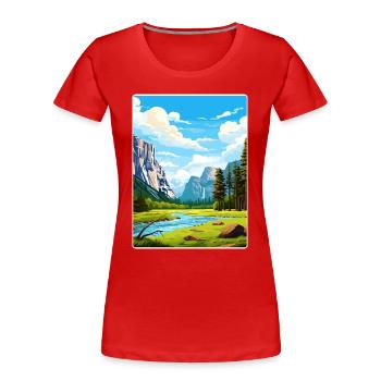 Parc national de Yosemite Affiche de voyage Souvenir WPA - T-shirt bio Premium Femme - rouge - Devant - Mia (176cm)