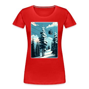 Courchevel Ski Skiing Travel Poster Souvenir WPA - Women's Premium Organic T-Shirt - red - Front - Mia (176cm)