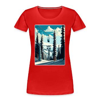 Park Ski Skifahren Reise Poster Souvenir Farbe WPA - Frauen Premium Bio T-Shirt - Rot - Vorne - Mia (176cm)