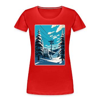 St Anton Ski Skifahren Vintage Reise Poster Souvenir - Frauen Premium Bio T-Shirt - Rot - Vorne - Mia (176cm)