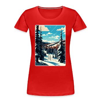 Park Ski Skifahren Reise Poster Souvenir Farbe WPA - Frauen Premium Bio T-Shirt - Rot - Vorne - Mia (176cm)