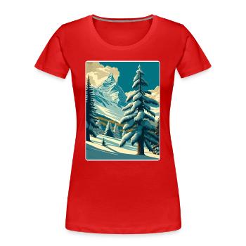 Zermatt Ski Ski Affiche de voyage Peinture souvenir WP - T-shirt bio Premium Femme - rouge - Devant - Mia (176cm)