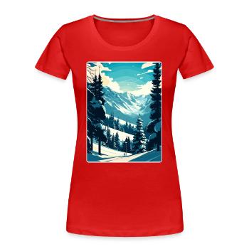 Verbier Ski Ski Voyage Affiche Peinture Souvenir WP - T-shirt bio Premium Femme - rouge - Devant - Mia (176cm)