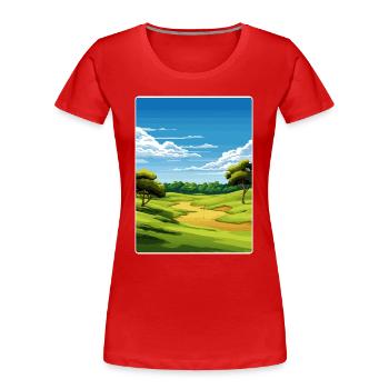 Shinnecock Hills Golfplatz Reise Posterkarte - Frauen Premium Bio T-Shirt - Rot - Vorne - Mia (176cm)