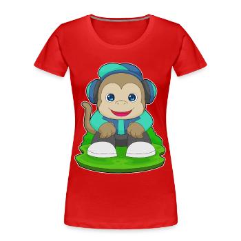 Monkey Headphones Musique - T-shirt bio Premium Femme - rouge - Devant - Mia (176cm)