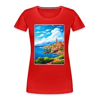 Chania Griechenland Reise Poster Souvenir Malerei WPA - Frauen Premium Bio T-Shirt - Rot - Vorne - Mia (176cm)