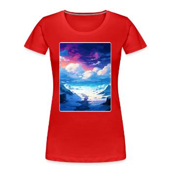 Aurores boréales Aurores boréales Islande Voyage WPA - T-shirt bio Premium Femme - rouge - Devant - Mia (176cm)