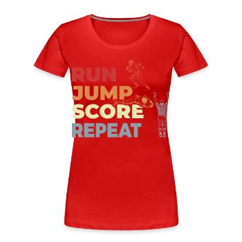 Run, jump, point repeat, - Women's Premium Organic T-Shirt - red - Front - Mia (176cm)