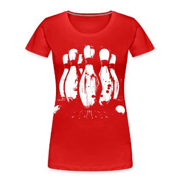 Bowling Spiel Grafik - Frauen Premium Bio T-Shirt - Rot - Vorne - Mia (176cm)