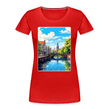 Amsterdam Netherlands Travel Poster Souvenir WPA - Women's Premium Organic T-Shirt - red - Front - Mia (176cm)