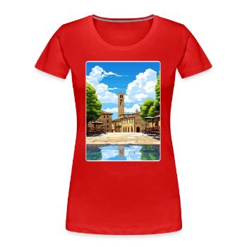 Arezzo Italien Reise Poster Souvenir Postkarte Farbe - Frauen Premium Bio T-Shirt - Rot - Vorne - Mia (176cm)