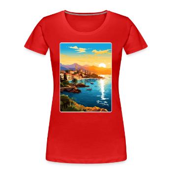 Antalya Turkey Travel Poster Souvenir Painting WPA - Women's Premium Organic T-Shirt - red - Front - Mia (176cm)