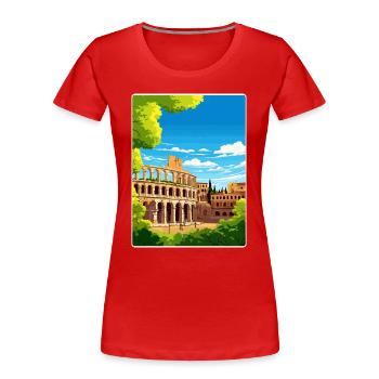 Vérone Italie Affiche de voyage Souvenir Carte Postale Peinture - T-shirt bio Premium Femme - rouge - Devant - Mia (176cm)