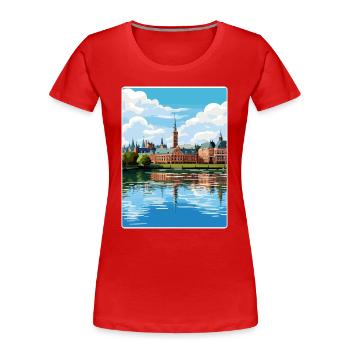 The Hague Netherlands Travel Poster Souvenir WPA - Women's Premium Organic T-Shirt - red - Front - Mia (176cm)