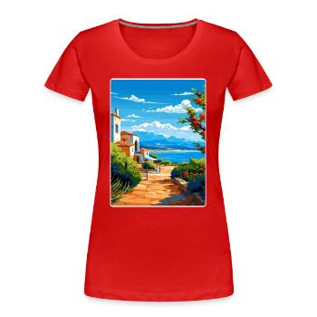 Elafonisos Griechenland Reise Poster Souvenir Farbe WPA - Frauen Premium Bio T-Shirt - Rot - Vorne - Mia (176cm)