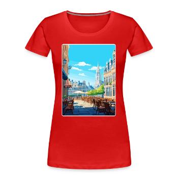 Brussels Belgium Travel Poster Souvenir Paint WPA - Women's Premium Organic T-Shirt - red - Front - Mia (176cm)
