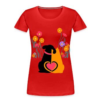 chien, chat, jardin, amour, nature, amoureux de la nature - T-shirt bio Premium Femme - rouge - Devant - Mia (176cm)