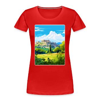 Athens Greece Travel Poster Souvenir Painting WPA - Women's Premium Organic T-Shirt - red - Front - Mia (176cm)