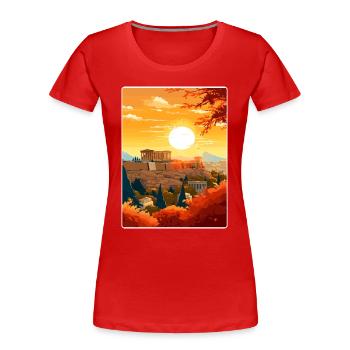 Athens Greece Travel Poster Souvenir Painting WPA - Women's Premium Organic T-Shirt - red - Front - Mia (176cm)