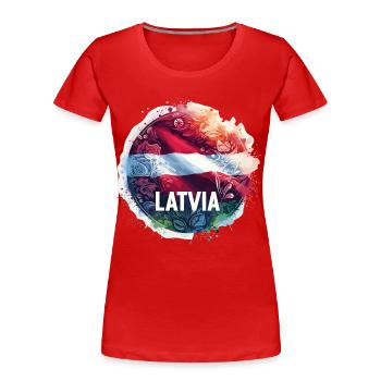 Latvia Flag Flag Gift - Women's Premium Organic T-Shirt - red - Front - Mia (176cm)