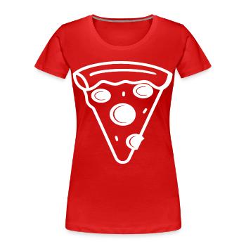 Pizza Slice Line Art - Women's Premium Organic T-Shirt - red - Front - Mia (176cm)