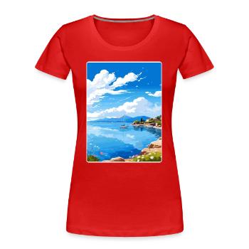 Île de Meganisi Grèce Affiche de voyage Souvenir WPA - T-shirt bio Premium Femme - rouge - Devant - Mia (176cm)