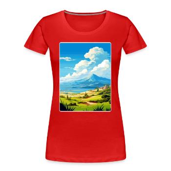 Mont Dirfi Grèce Affiche de voyage Peinture Souvenir WP - T-shirt bio Premium Femme - rouge - Devant - Mia (176cm)
