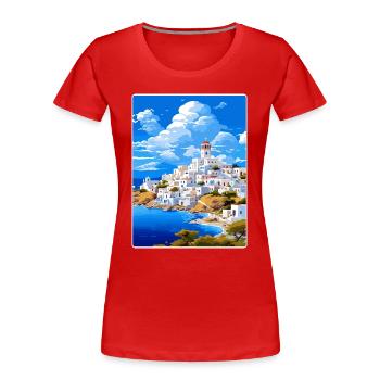 Patmos Griechenland Griechisch Vintage Reise Poster Souvenir - Frauen Premium Bio T-Shirt - Rot - Vorne - Mia (176cm)