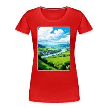 Vallée de la Moselle Allemagne Affiche de voyage Souvenir WPA - T-shirt bio Premium Femme - rouge - Devant - Mia (176cm)