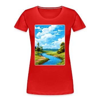 Unteres Odertal Deutschland Reiseposter Souvenir - Frauen Premium Bio T-Shirt - Rot - Vorne - Mia (176cm)