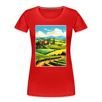 Tuscany Italy Travel Poster Souvenir Painting WPA - Women's Premium Organic T-Shirt - red - Front - Mia (176cm)