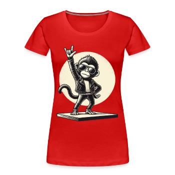 Rock, Rocker, Rock Musik, Heavy Metal, Rock Hand - Frauen Premium Bio T-Shirt - Rot - Vorne - Mia (176cm)