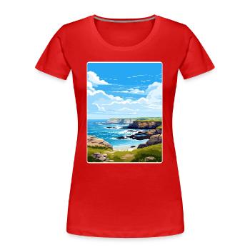 Godrevy Point Angleterre Affiche de voyage Souvenir WPA - T-shirt bio Premium Femme - rouge - Devant - Mia (176cm)
