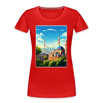 Istanbul Turkey Travel Poster Souvenir Paint WPA - Women's Premium Organic T-Shirt - red - Front - Mia (176cm)