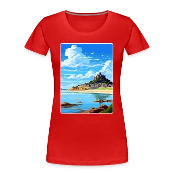 Marazion Cornwall England Travel Poster Souvenir - Women's Premium Organic T-Shirt - red - Front - Mia (176cm)