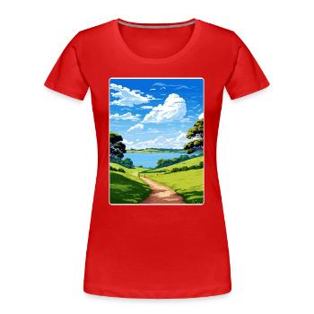 Mount Edgcumbe Country Park Cornwall England - Women's Premium Organic T-Shirt - red - Front - Mia (176cm)