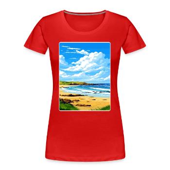 Godrevy Point Angleterre Affiche de voyage Souvenir WPA - T-shirt bio Premium Femme - rouge - Devant - Mia (176cm)
