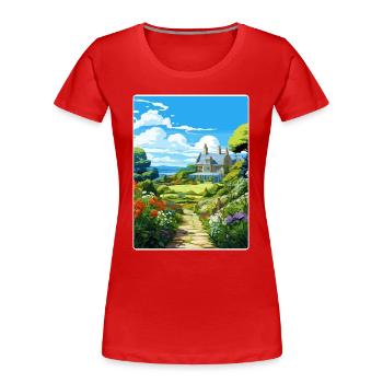 Glendurgan Gardens England Travel Poster Souvenir - Women's Premium Organic T-Shirt - red - Front - Mia (176cm)