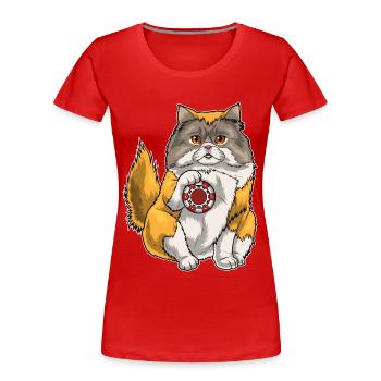 Persian Cat Poker Jetons de poker - T-shirt bio Premium Femme - rouge - Devant - Mia (176cm)