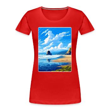 Cannon Beach Oregon Affiche de voyage vintage souvenir - T-shirt bio Premium Femme - rouge - Devant - Mia (176cm)