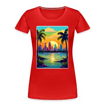 Miami Florida Reise Poster Souvenir Malerei WPA - Frauen Premium Bio T-Shirt - Rot - Vorne - Mia (176cm)
