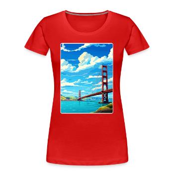 Affiche de voyage du Golden Gate de San Francisco en Californie - T-shirt bio Premium Femme - rouge - Devant - Mia (176cm)